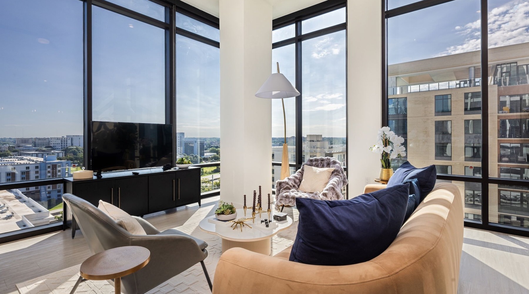 Generous living spaces to relax and unwind living room with large windows